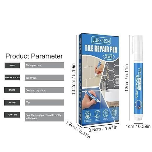 Tile Repair Pen  Grout Pen for Bathroom, Kitchen, Floor & Wall Tiles (Buy1 Get1 FREE)